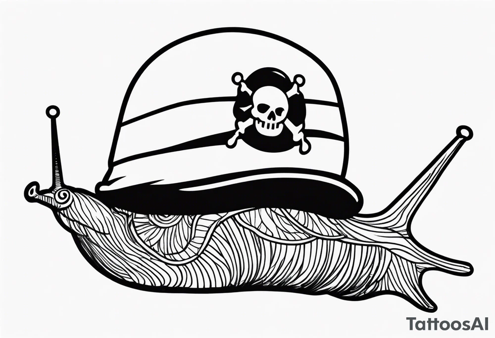 Snail wearing a pirate hat tattoo idea