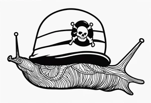 Snail wearing a pirate hat tattoo idea