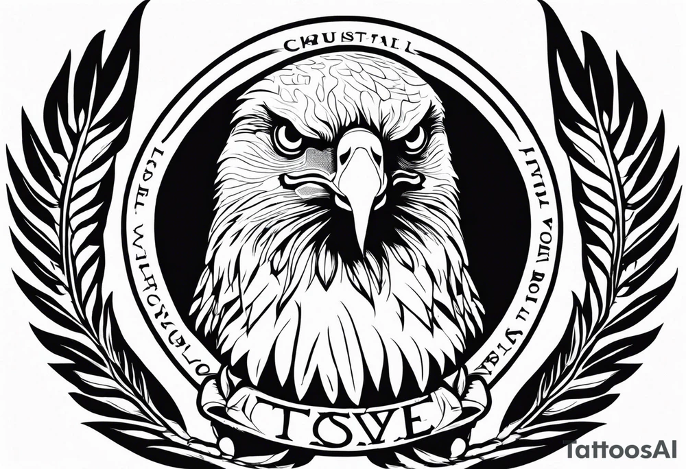 realistic eagle full body  sit face front tattoo idea