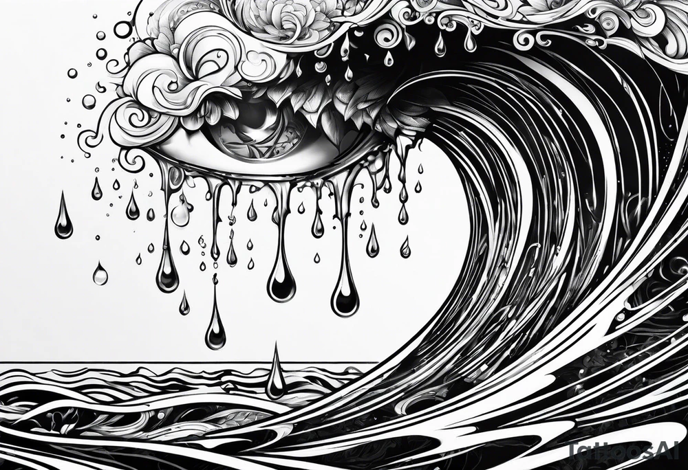 water drop falling into ocean tattoo idea
