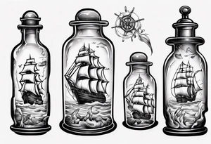 Sailing ship in a bottle tattoo idea