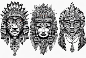 toroids, pyramids, Aztec teaky mask, native tattoo idea