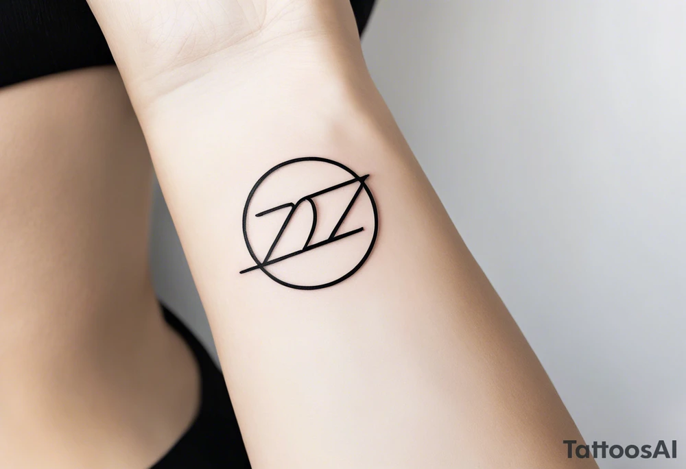 Minimalist tattoo with ultra-thin lines, where the number 22 is the main element, representing luck and eternal love with my girlfriend. The design should be subtle and elegant, with an abstract or geometric detail symbolizing our bond and special connection. Ideally in black and white, with a modern and timeless style, perfect for the forearm, chest, or behind the ear tattoo idea