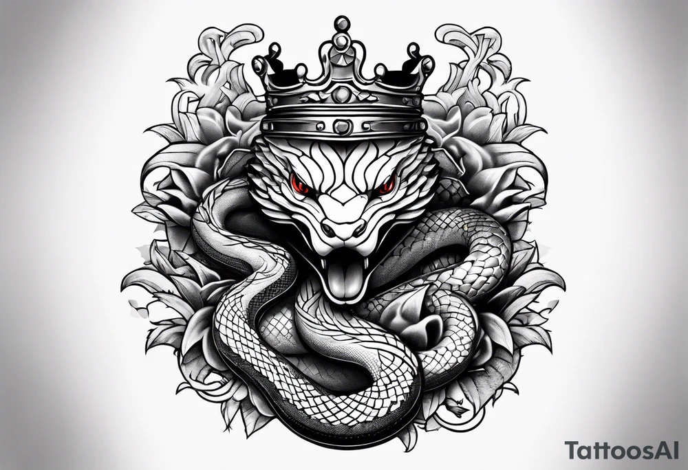 snakes interwoven on a crown tattoo idea