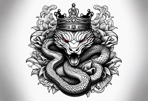 snakes interwoven on a crown tattoo idea