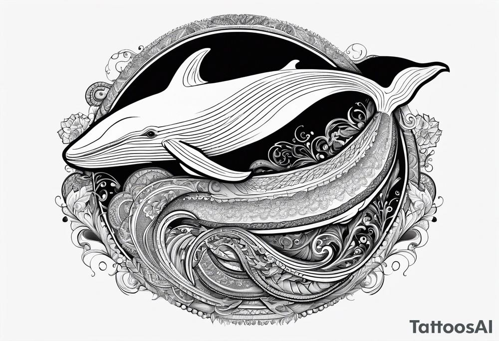 Backwards Breaching North Pacific humpback whale paisley tattoo idea Backwards Breaching North Pacific humpback whale paisley tattoo idea