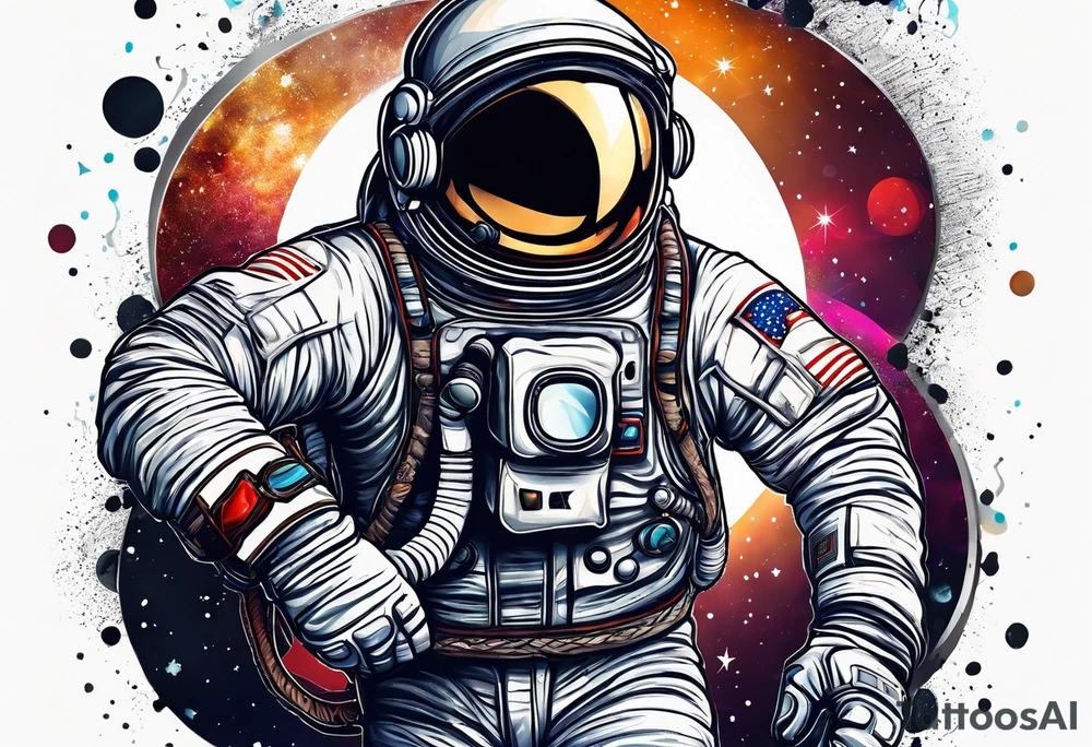 Astronaut with boxing gloves tattoo idea