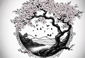 I love you in another language with cherry blossom trees coming im and out of it tattoo idea