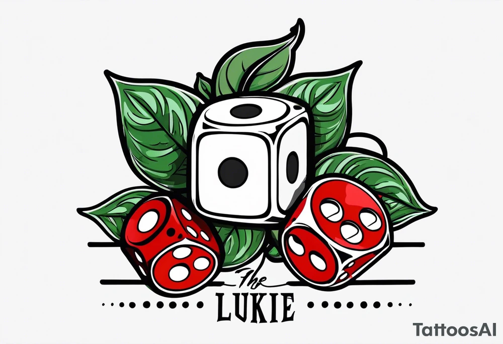 the name lukie with dice and cherry next to it tattoo idea