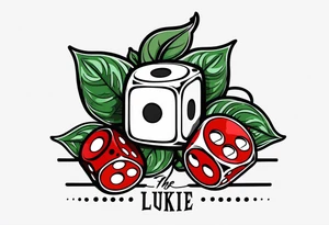 the name lukie with dice and cherry next to it tattoo idea