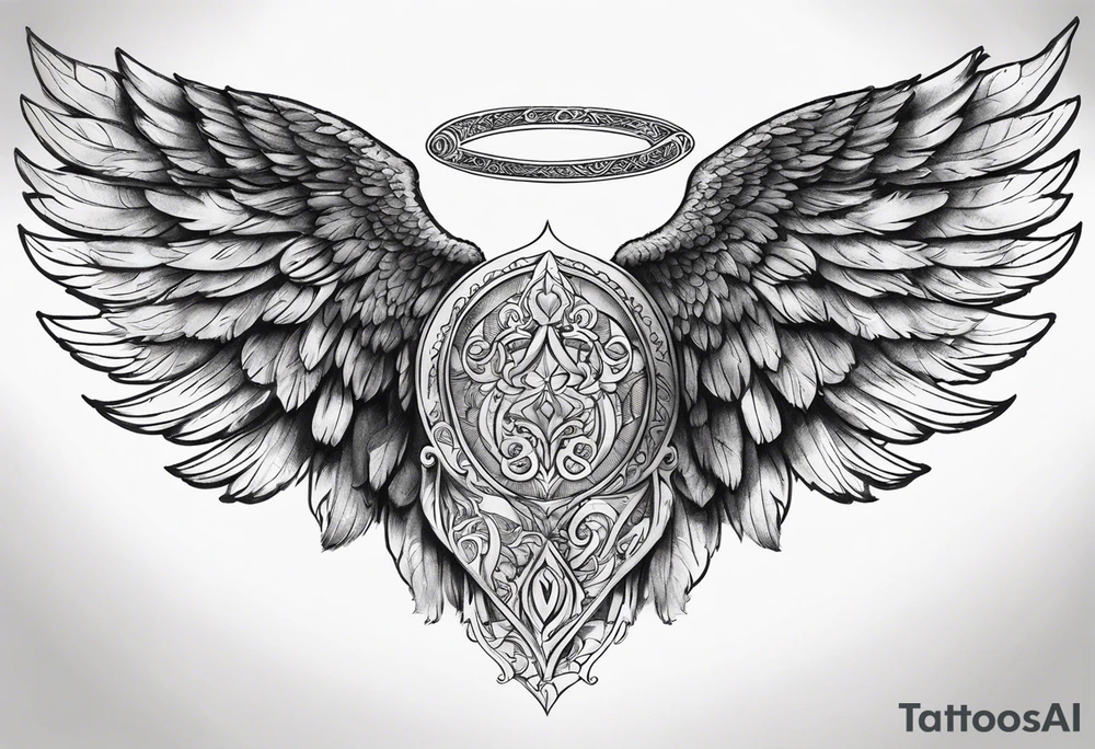 Angel Wings with the word Glenn in the middle tattoo idea