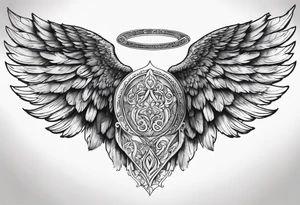 Angel Wings with the word Glenn in the middle tattoo idea