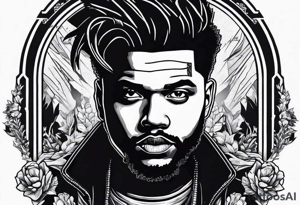 The weeknd with fortnite themed style tattoo idea