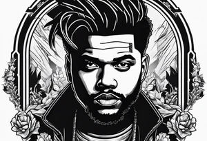 The weeknd with fortnite themed style tattoo idea