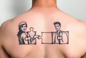 Individual Puzzle pieces of a blended family of Emily Ray Garrison Ayden Abby Gray tattoo idea