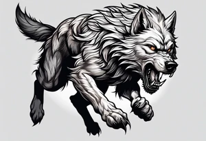 leaping werewolf tattoo idea