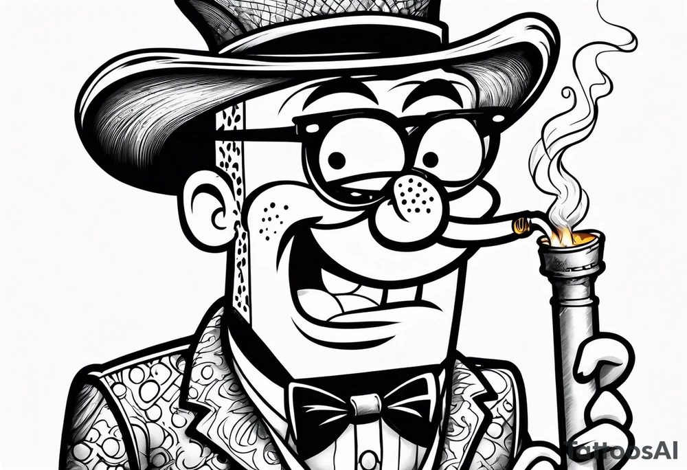 spongebob smoking cigarette tattoo idea