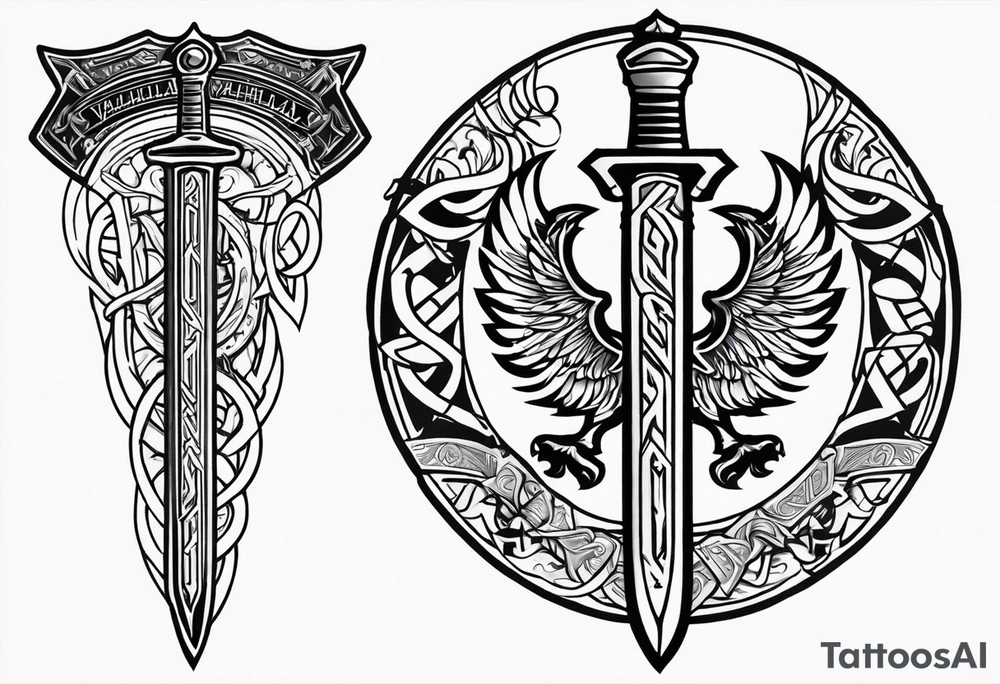Valhalla sword shield tattoo idea