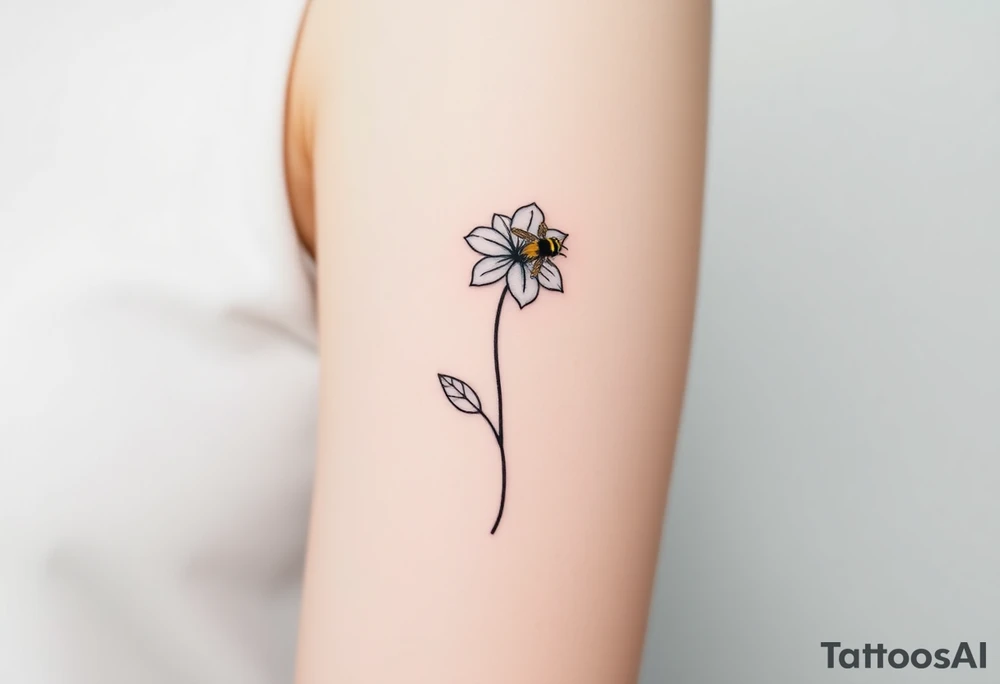 Trillium ovata with a bumble bee hovering near it tattoo idea