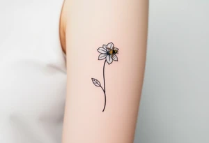 Trillium ovata with a bumble bee hovering near it tattoo idea