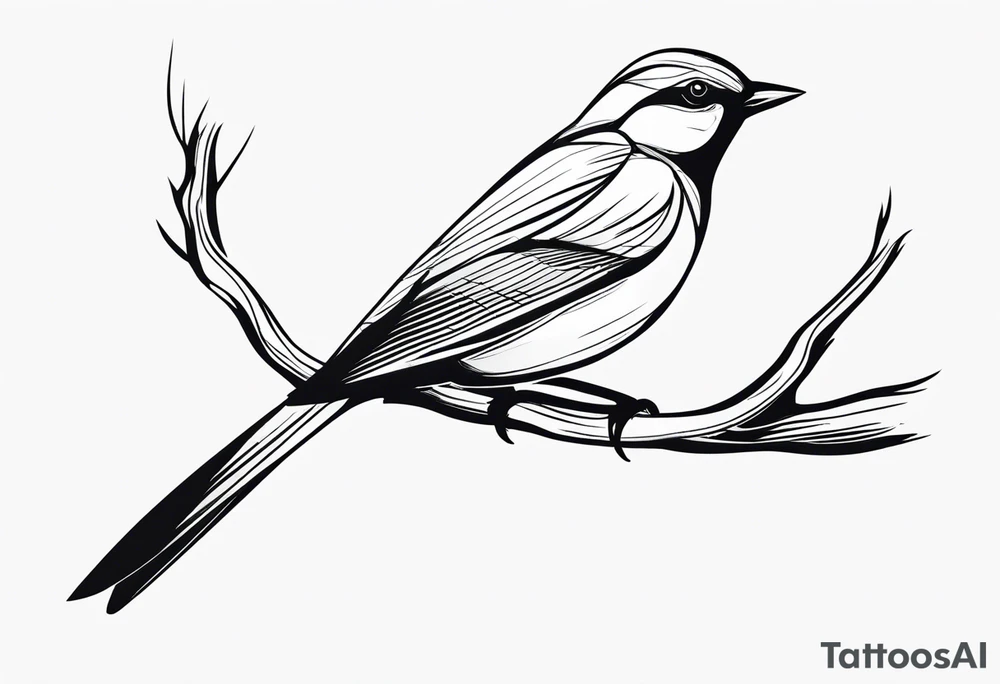 A bird perched on a tree branch. tattoo idea