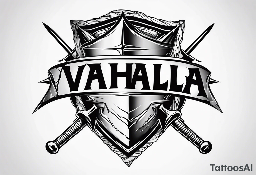 Valhalla sword shield barb wire tattoo idea