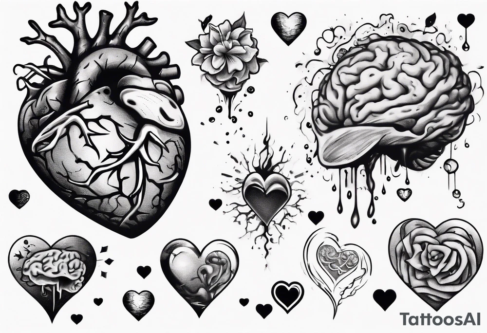 Heart and brain floating away tattoo idea