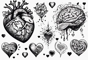 Heart and brain floating away tattoo idea