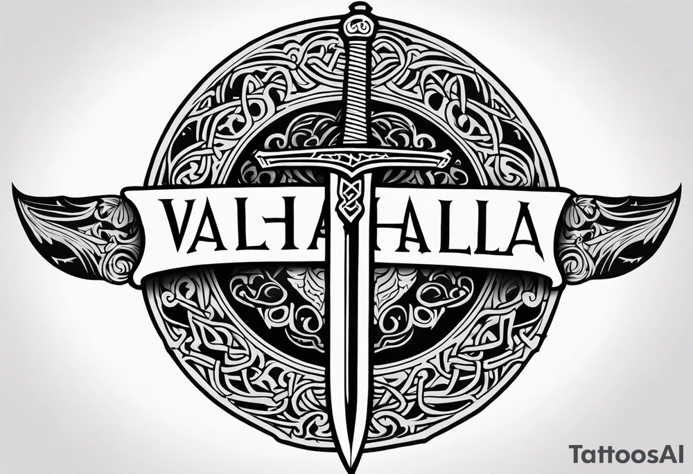 Valhalla sword viking funeral tattoo idea