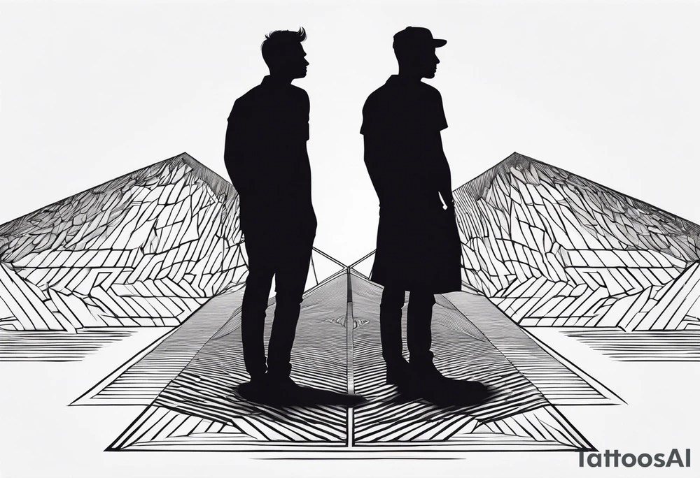 2 Black shadows of people standing over 2 black shadows of people tattoo idea