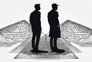 2 Black shadows of people standing over 2 black shadows of people tattoo idea