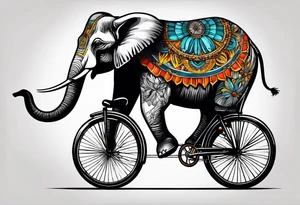 An elephant rides a bicycle tattoo idea