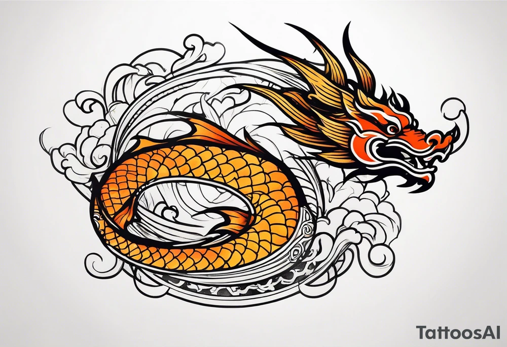 I want a dragon tattoo In gold and black for the story of koi fish tattoo tattoo idea