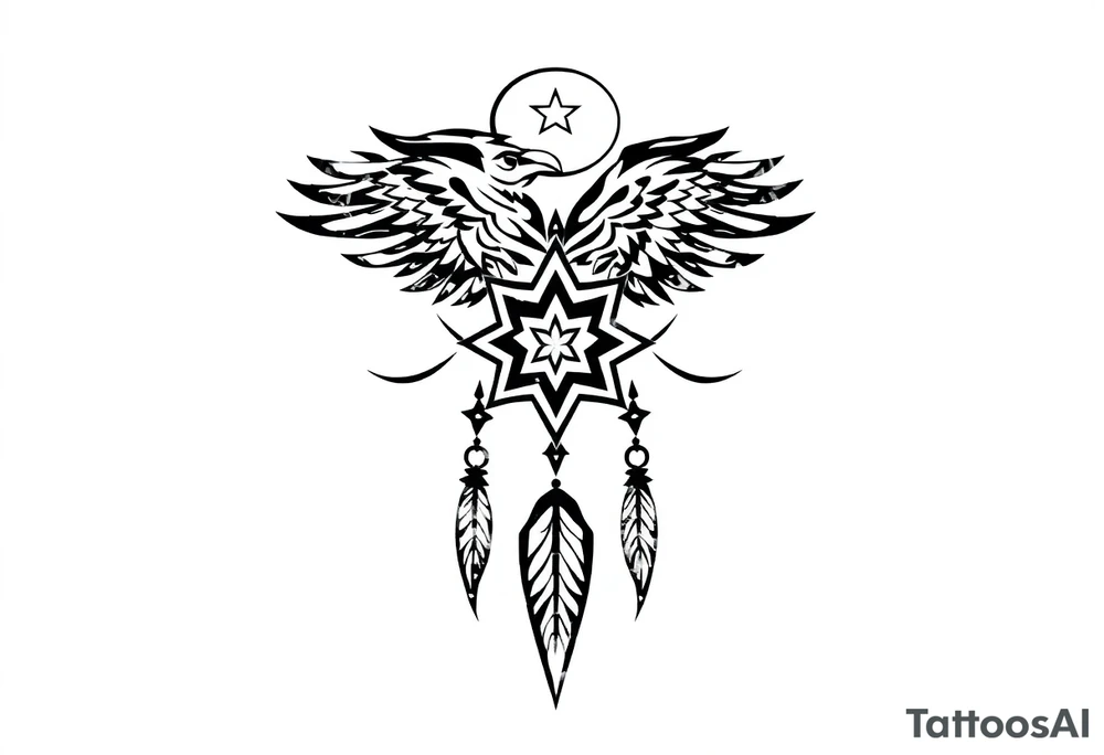 Raven dream catcher milky way moon shooting star tattoo idea