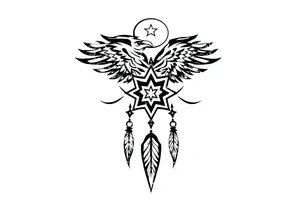Raven dream catcher milky way moon shooting star tattoo idea