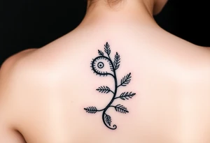 Small spiral
 firn plant moving clockwise tattoo idea