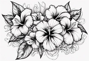 Hibiscusflower with finelines Ornaments around tattoo idea