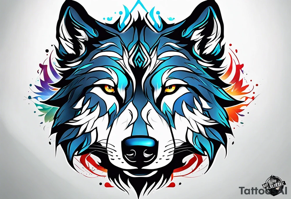 A wolf face tattoo idea