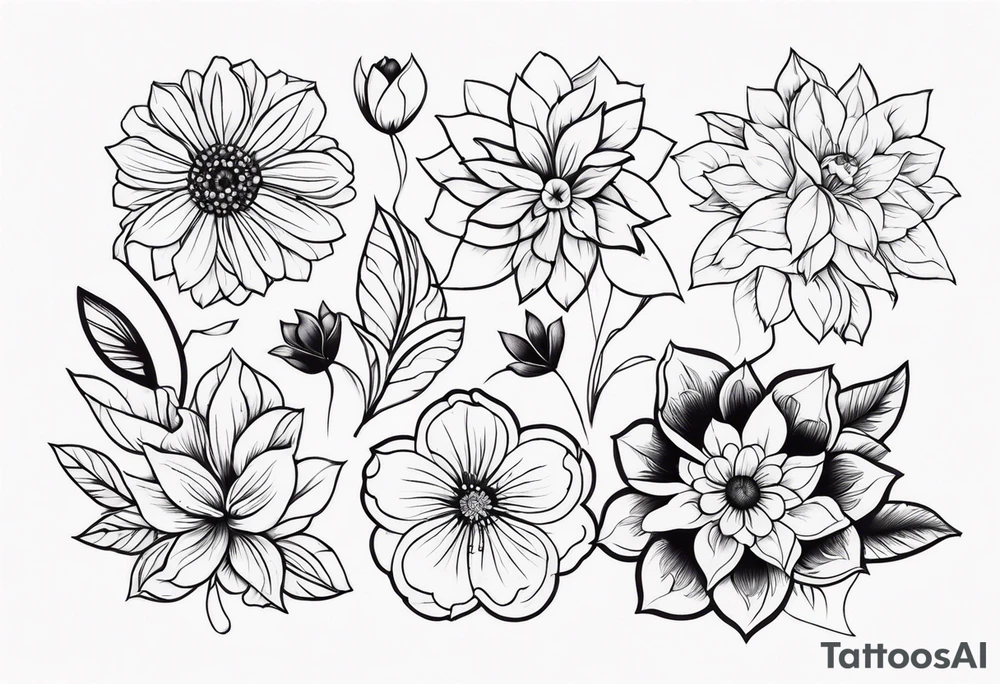 ornaments of flowers tattoo idea