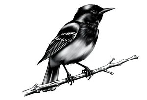 Male European Blackbird on a branch tattoo idea tattoo idea
