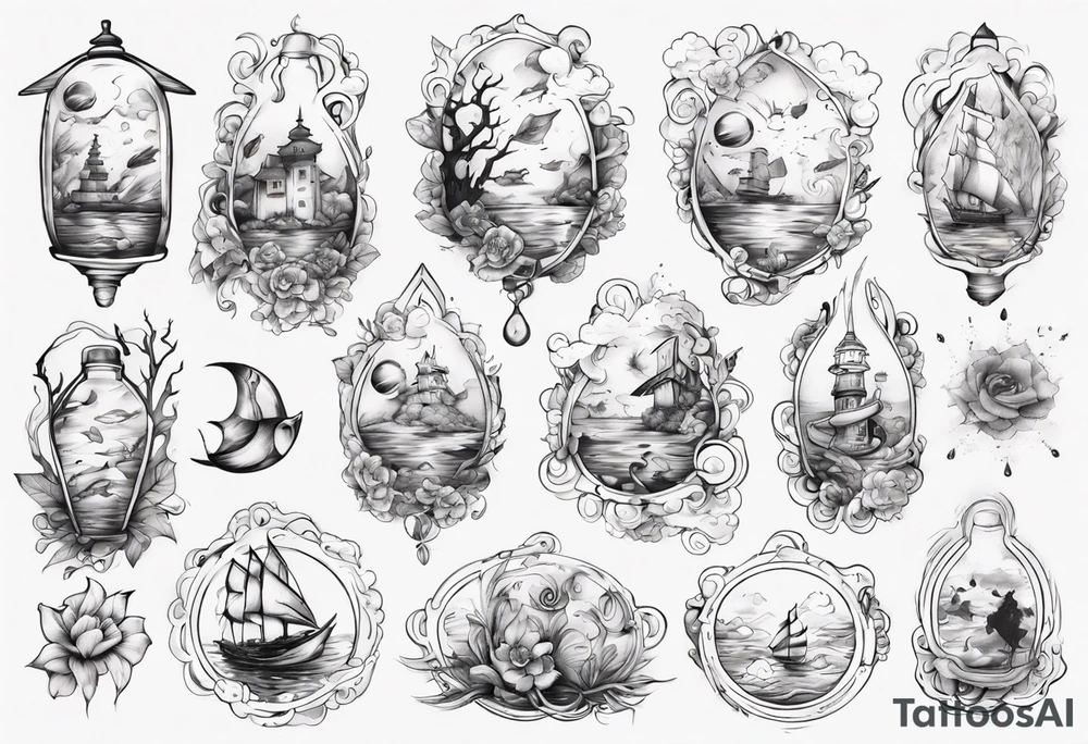 Water themed, romantic tattoo idea