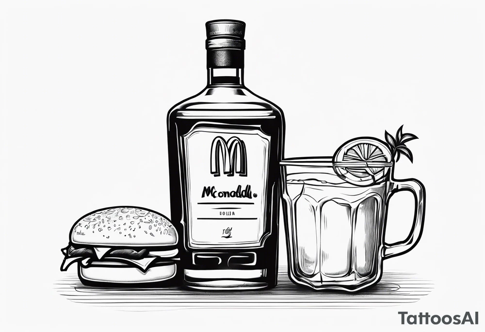 Rum bottle with mc donald cup on it tattoo idea