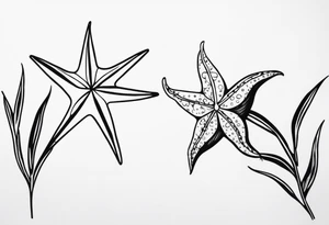 Two different star fish on top of olive branch tattoo idea