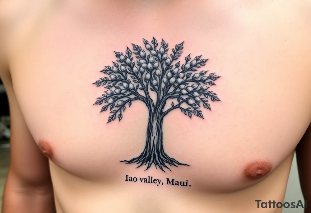 Breadfruit tree in iao valley maui with coordinates underneath tattoo idea