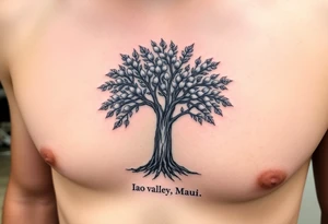 Breadfruit tree in iao valley maui with coordinates underneath tattoo idea