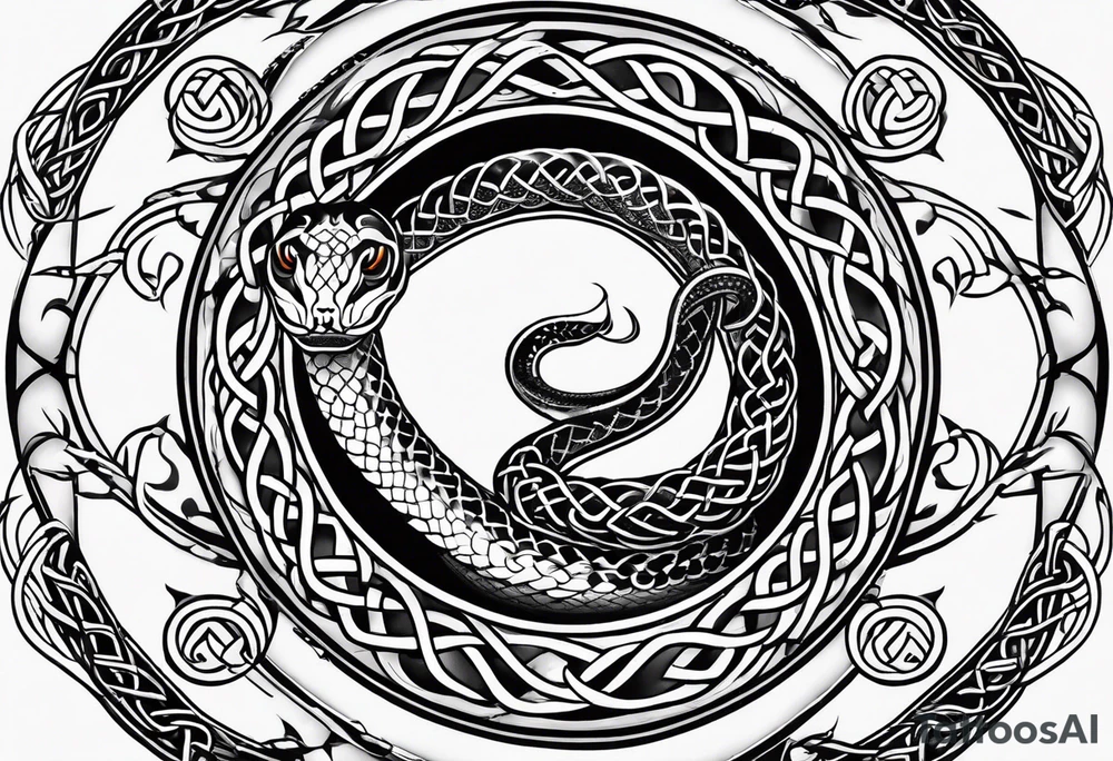 Celtic knotwork style snake tattoo idea