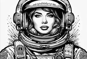 Astronaut wearing a peace bandana tattoo idea