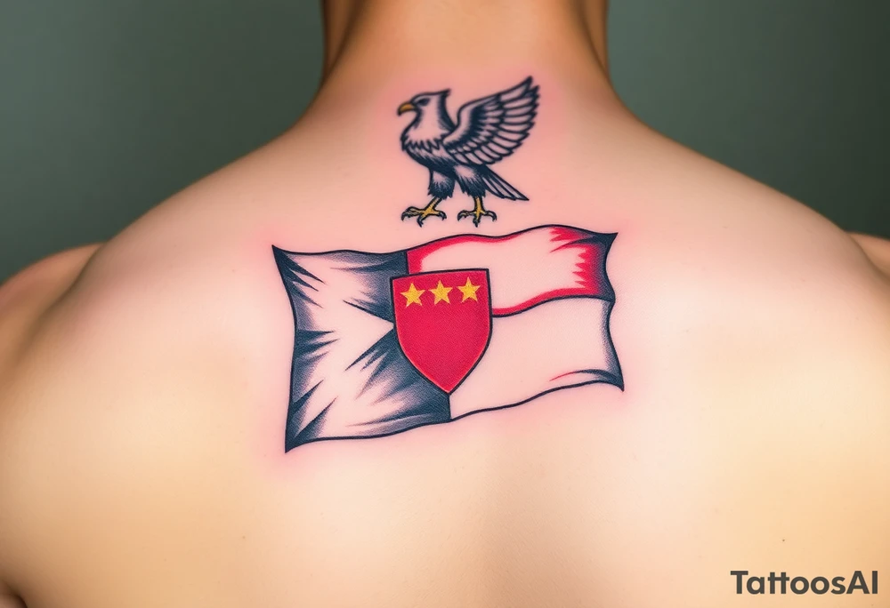 A Czech flag with an eagle perched on top tattoo idea