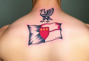 A Czech flag with an eagle perched on top tattoo idea