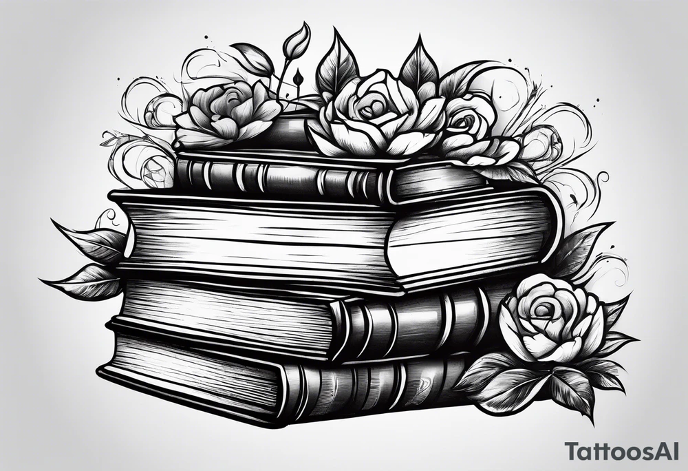 Stack of books tattoo idea
